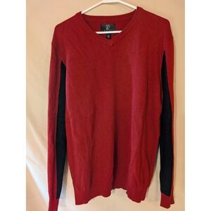 NEW YORK &‎ COMPANY Red V-Neck Sweater Size L Long Sleeve Knit Pullover